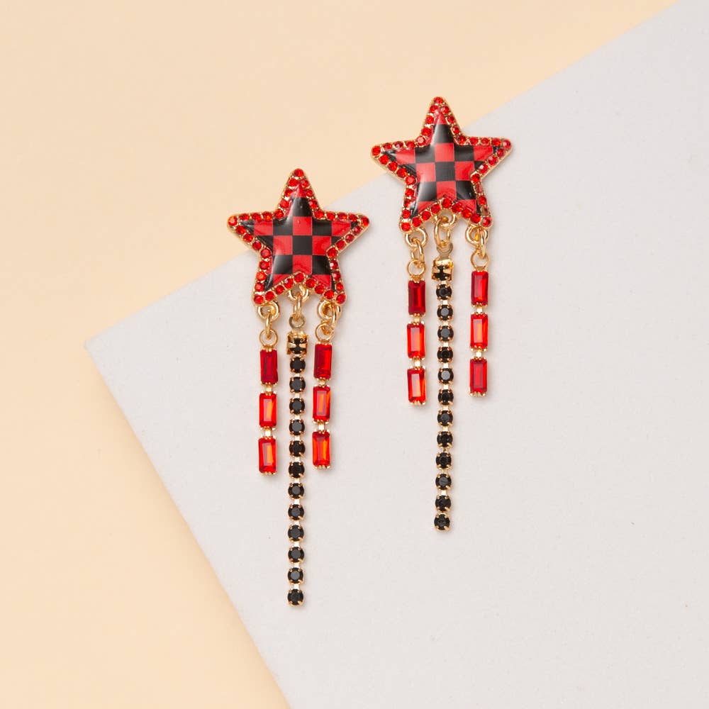 Checkered Star Earrings