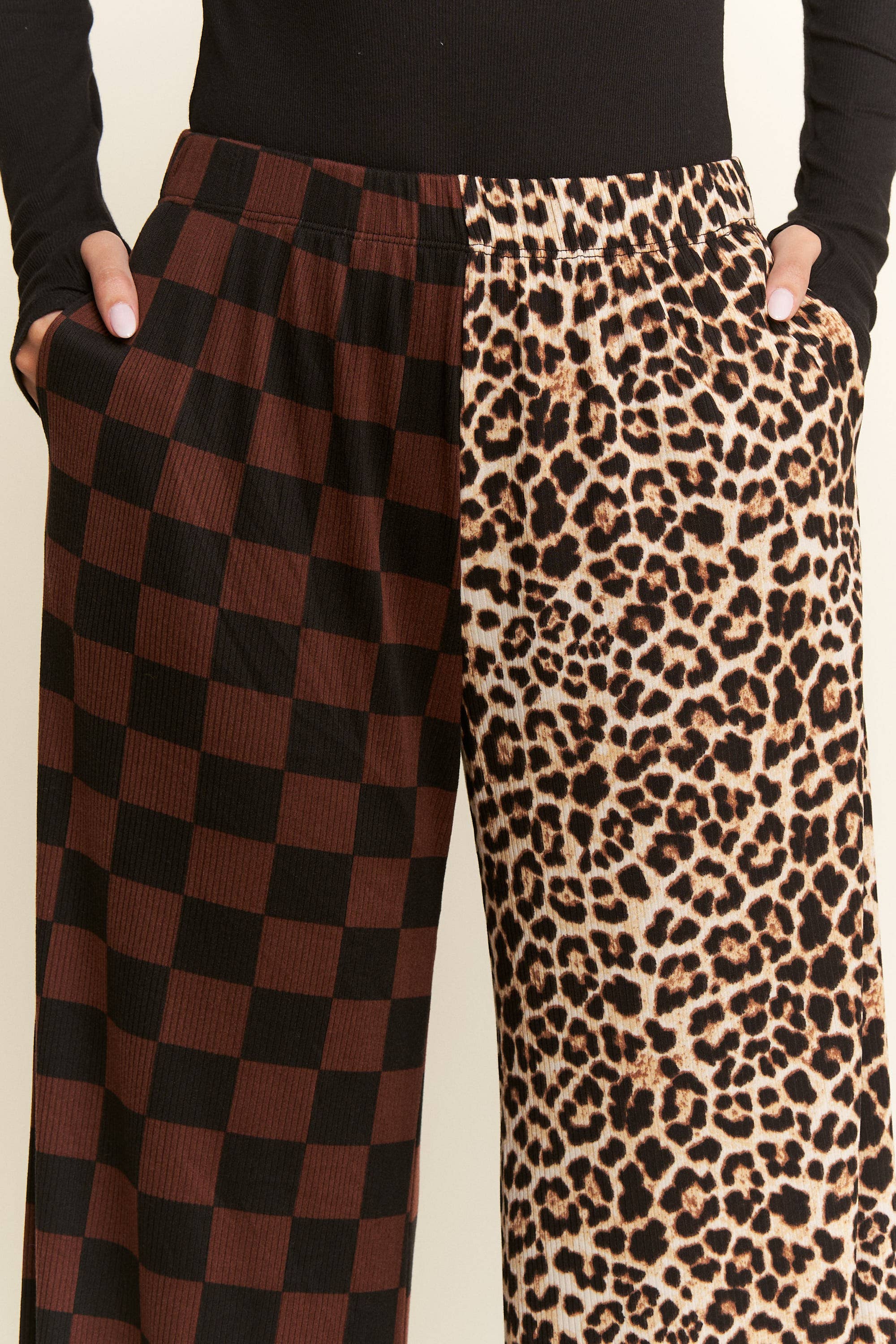 Leopard & Checkered Split Pant