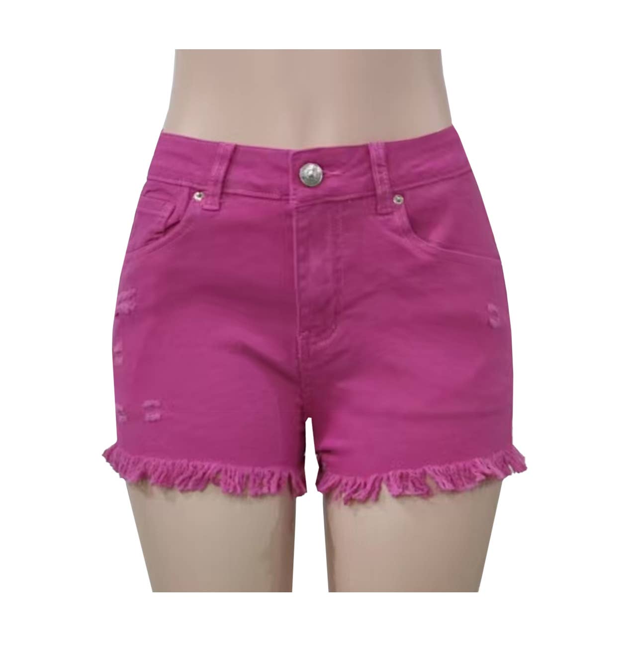 High waisted distressed fringed denim shorts