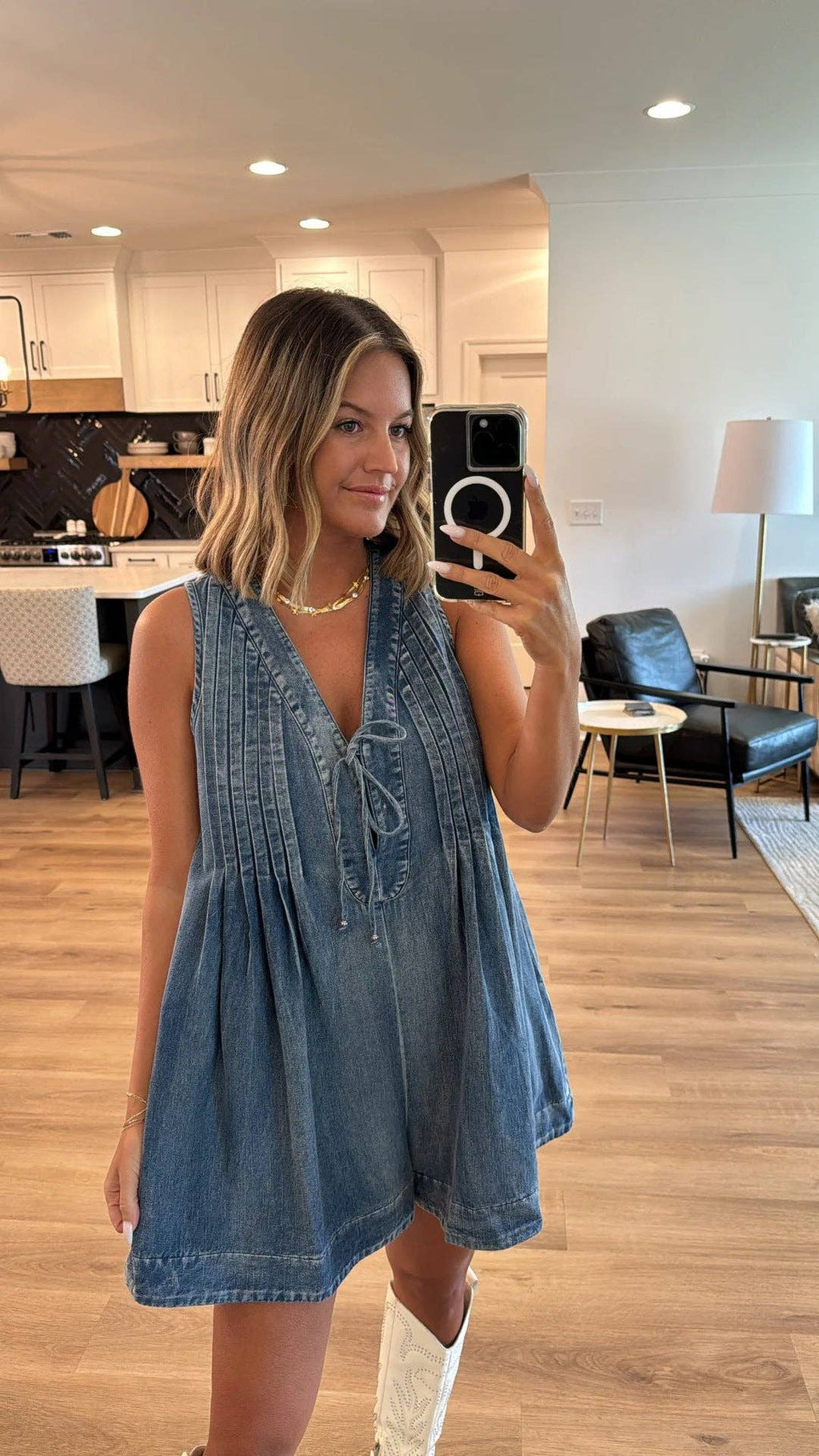 Sleeveless Denim Romper
