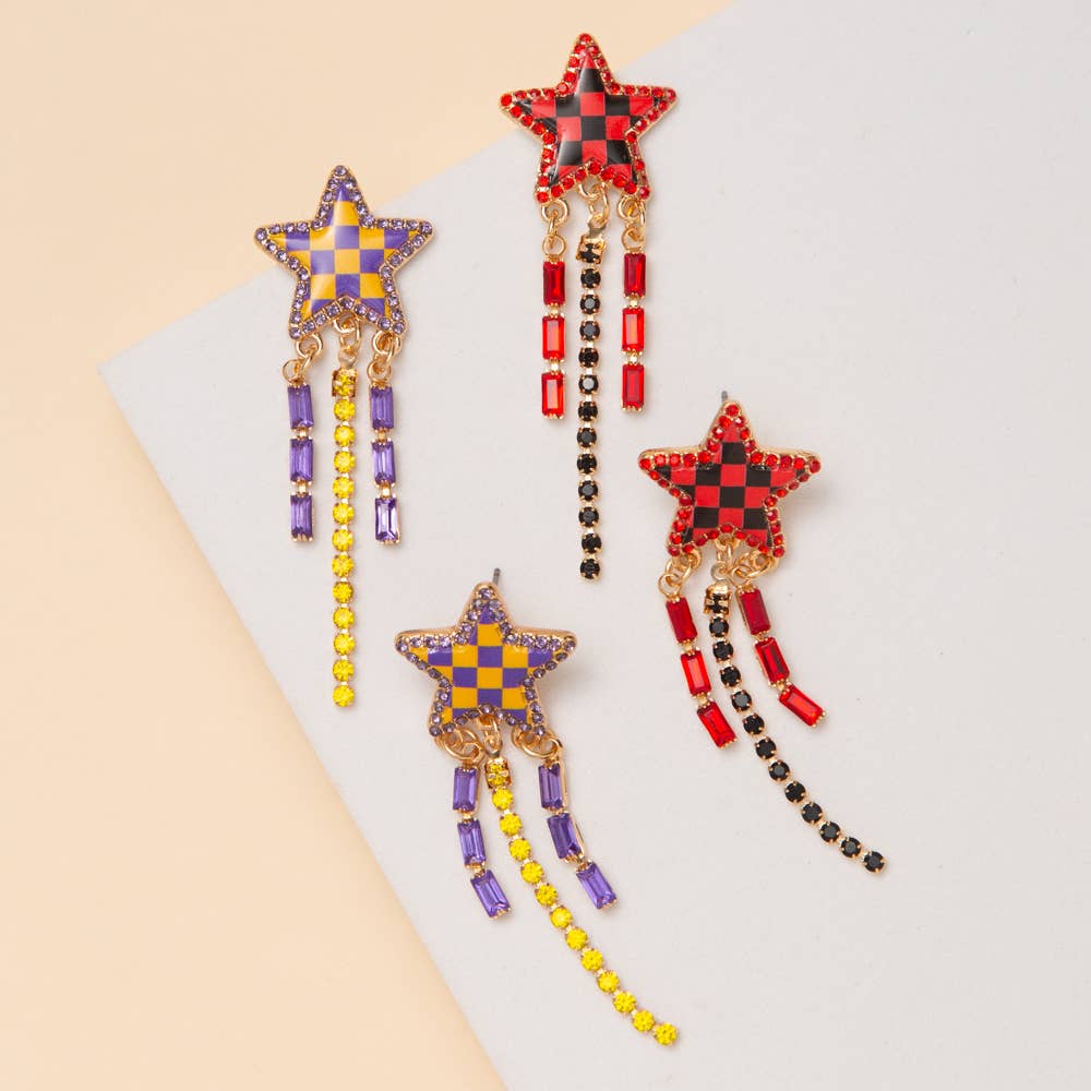 Checkered Star Earrings