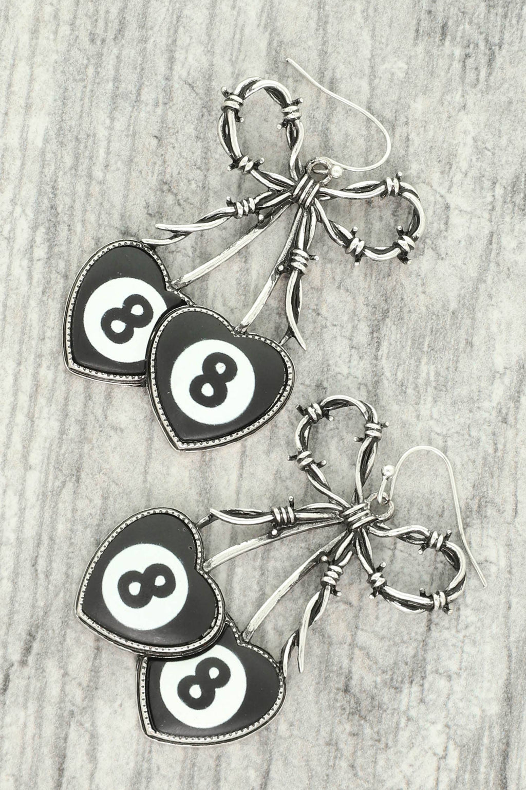 8 Ball Barbwire Earrings