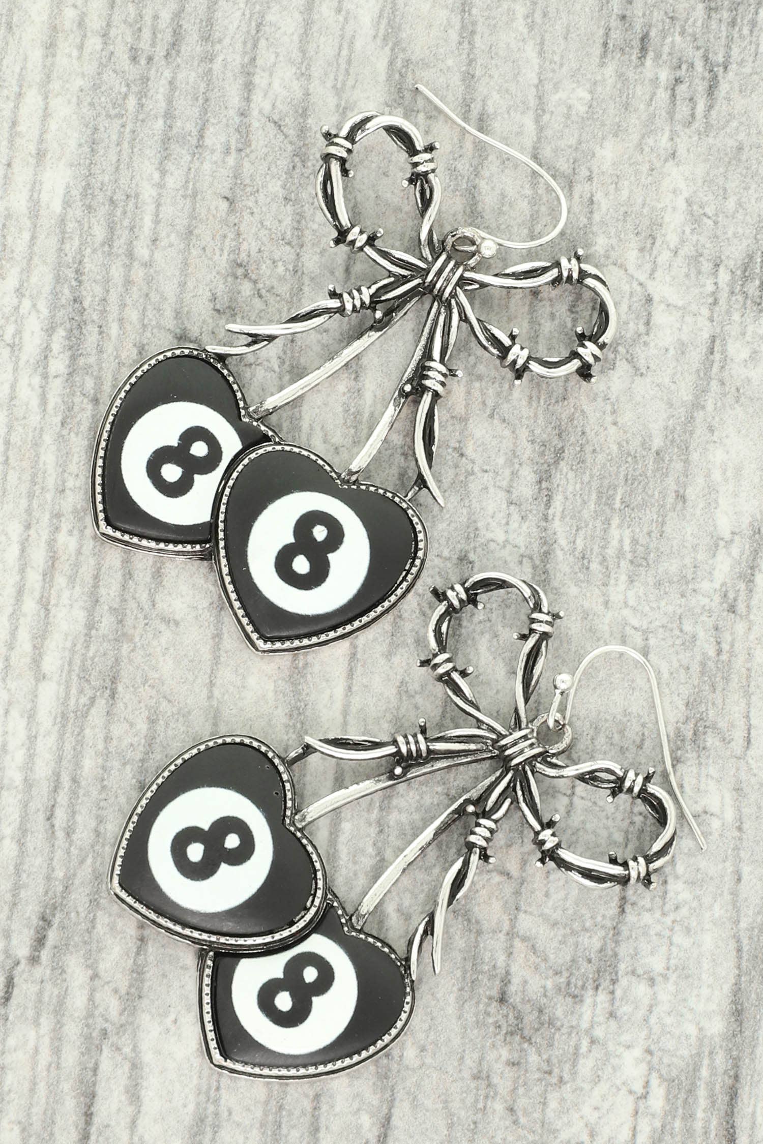 8 Ball Barbwire Earrings