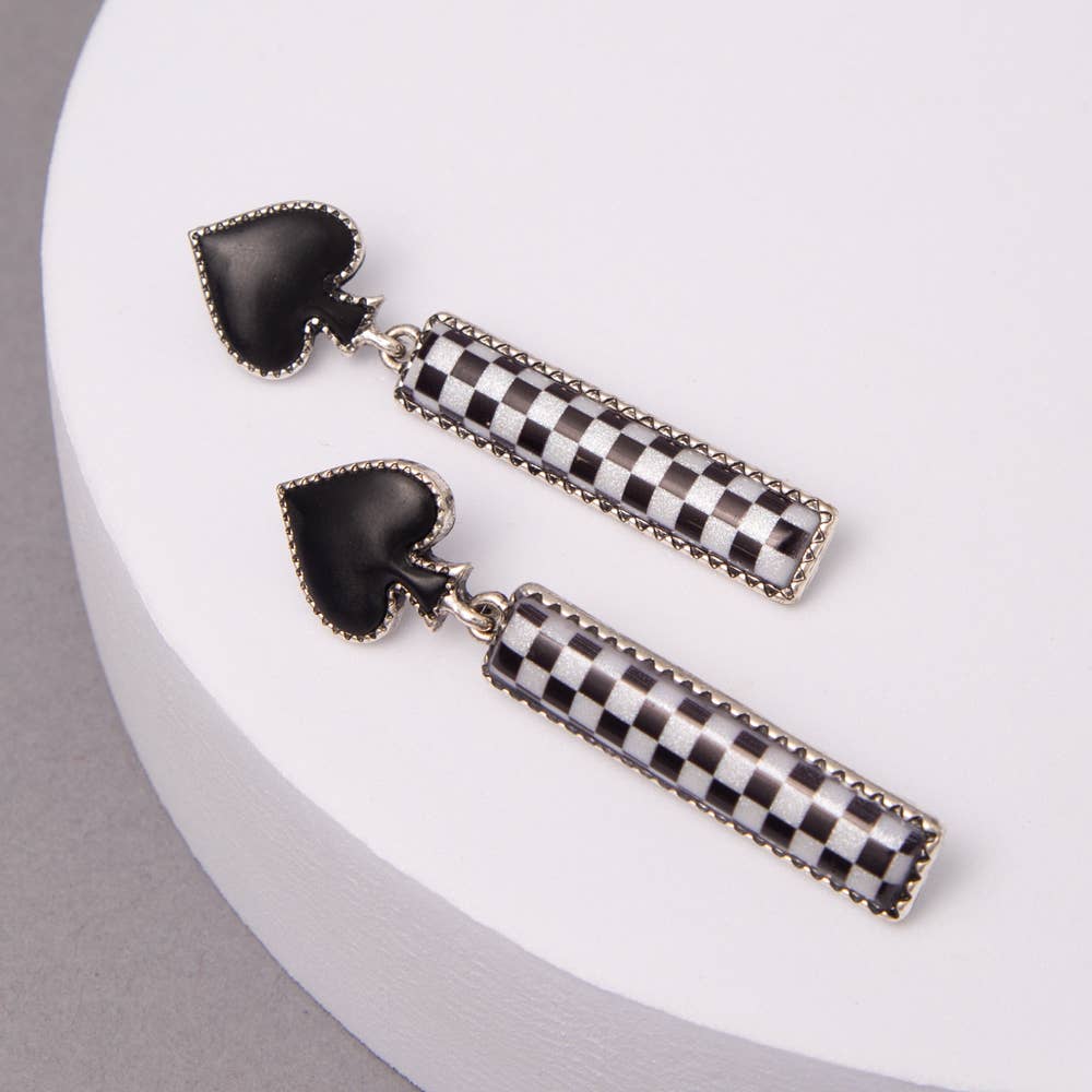Ace of Spades Checkered Earrings