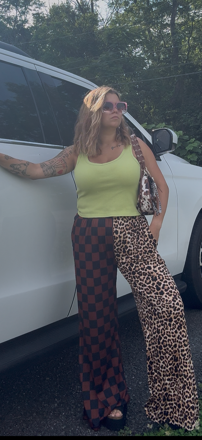 Leopard & Checkered Split Pant