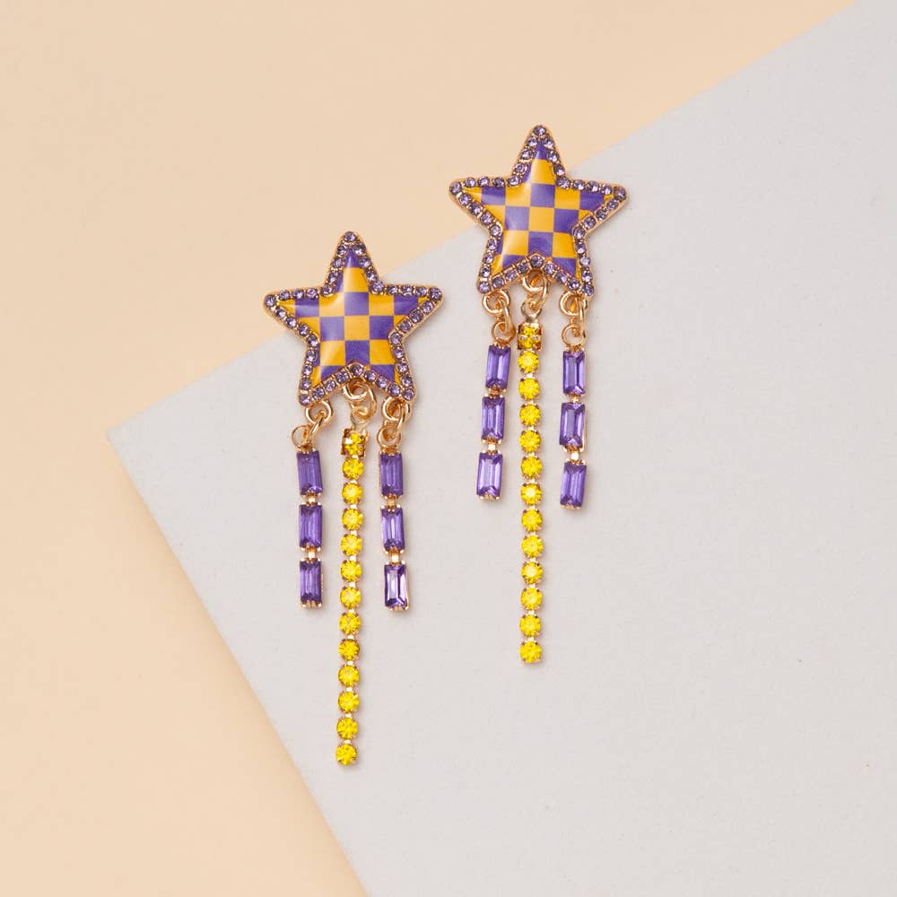 Checkered Star Earrings