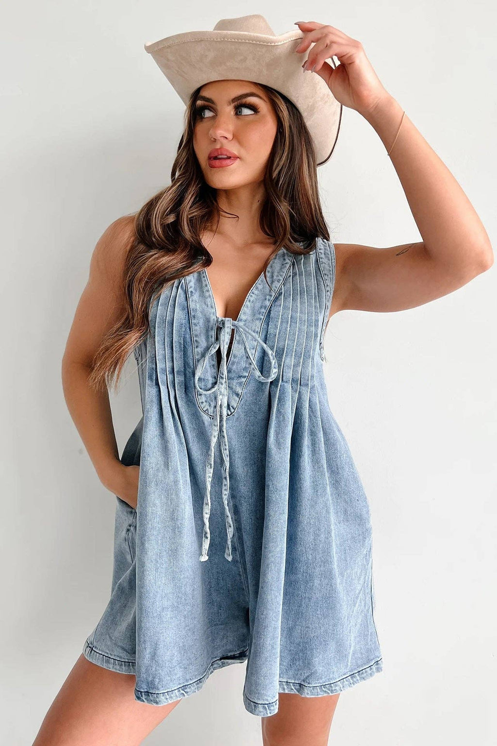 Sleeveless Denim Romper
